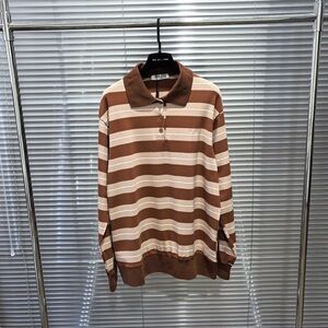 Miu Miu Brown and Cream Striped Polo shirt